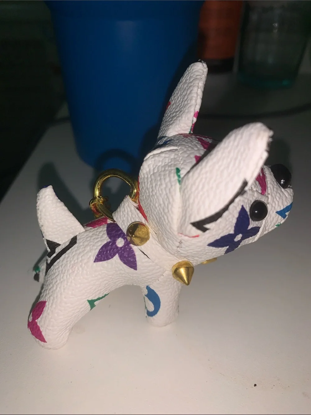 Rare multicolor French bulldog purse/bag charm keychain